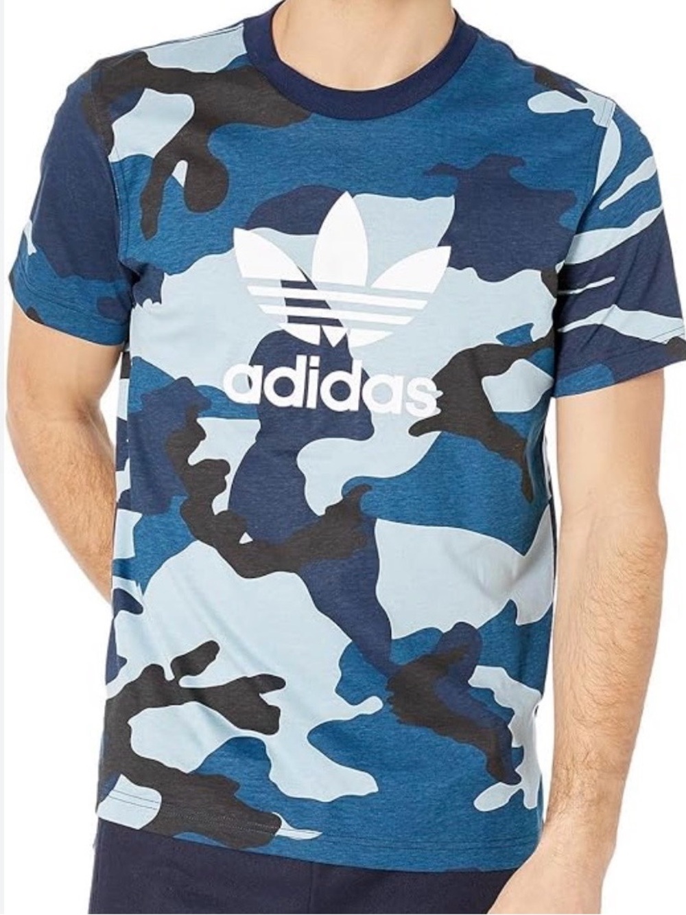 ADIDAS Originals Blue Camo Trefoil Short Sleeve Tee - Men’s M - Like New